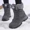 Large Size Cotton Shoes Women's Snow Boots Winter Warm Medium Boots Piled Thickened Northeast Outdoor Mountaineering Boots