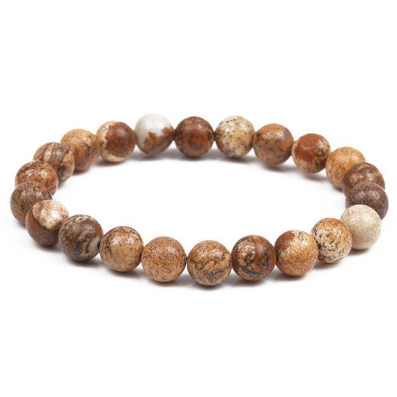 8Mm Natural Stone Bead Bracelet Men's Turquoise Elastic Bracelet.