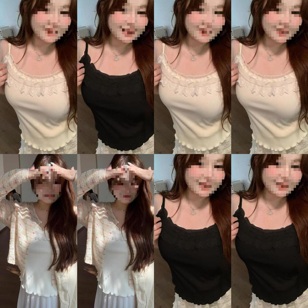 Cotton Lace Camisole Top With 3d Embroidery For Women Spring Summer Casual Wear