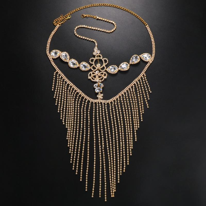 European and American Fashion Fringed Mask, Halloween Personalized Sexy Water Drop Diamond Fringed Mask gold