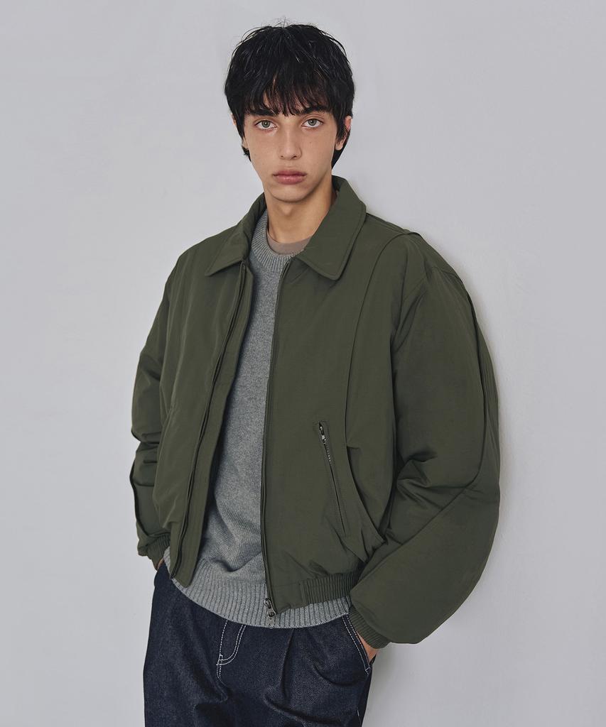 Costume O’Clock Curved Two-Way Bomber Padded Jumper Khaki Coosjp045Khaki