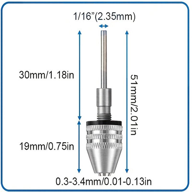 

1/4, 1/8, 1/16 Inch Hex and Round Shank Small Drill Chuck Quick Change Adapter, Black and Silver