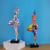 Modern Dancing Lady Statue Colorful Graffiti Resin Abstract Woman Sculpture Perfect For Living Space And Office Decors