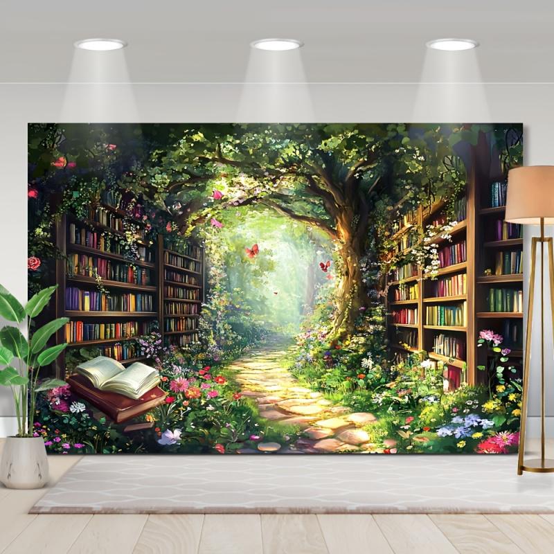 VIKAMAFairy Tale Forest Library Background Cloth Tapestry Living Room Sofa Background Wall Room Decoration
