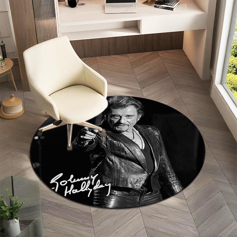 French legendary rock singer and actor Johnny Hallyday Round Carpet Soft Home Decoration Corridor Table and Chair Anti slip Outdoor Floor Mat rug H21