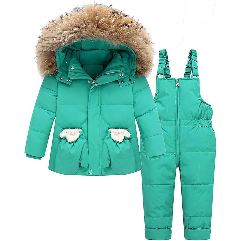 Baby Snowsuit Set, Toddler Winter Down Jacket and Pants, 90% Duck Down, Waterproof Windproof Hooded Coat for Kids