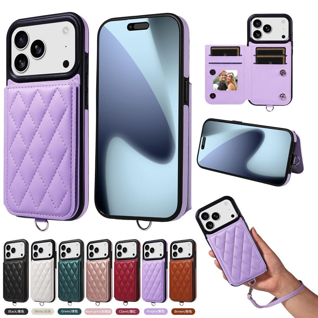 Luxury Magnetic Flip Leather Card Solt Case For iPhone 17 Pro Max 16 Plus 15 Plus 14 13 12 11 Wallet Stand Kickstand Strap Cover