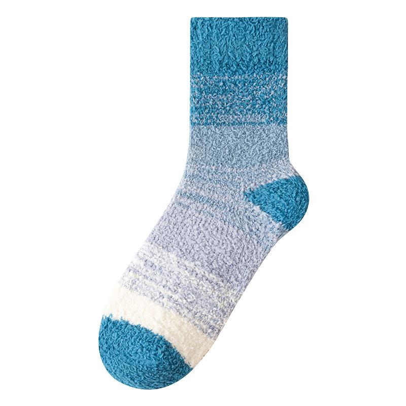 Autumn and Winter Men's Coral Fleece Tie-dyed Floor Socks, Men's Home Thickened Warm Mid-calf Socks, Casual Men's Socks