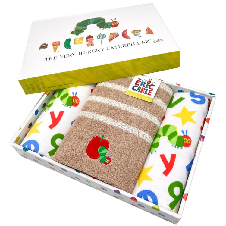 

Hayashi Towel Gift Compact Bath Towel 50 x Face Towel 34 x and Hand Towel 34 x 3 Towels of The Very Hungry Caterpillar Yum Yum Yum Set (approx.