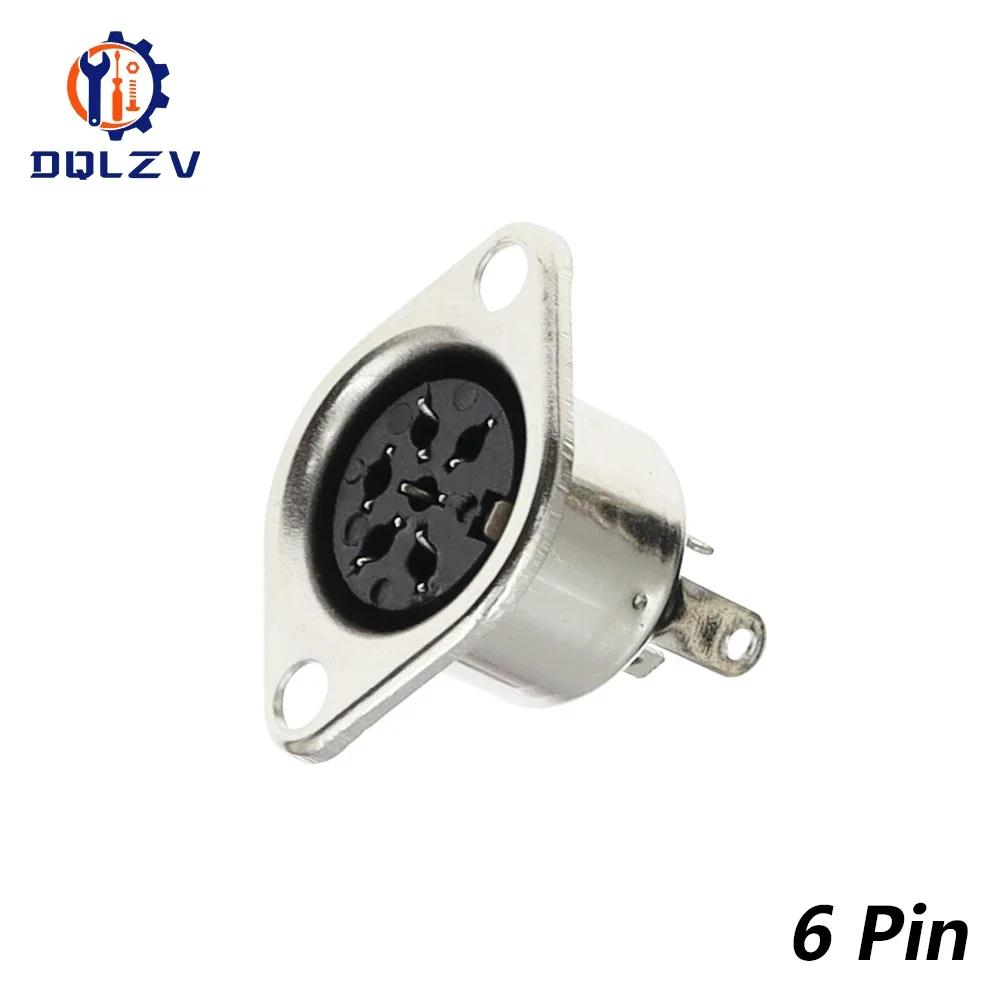 Metal 3 4 5 6 7 8 Pin DIN Female Socket Hulled Panel Mount Chassis Connector Soldering Iron