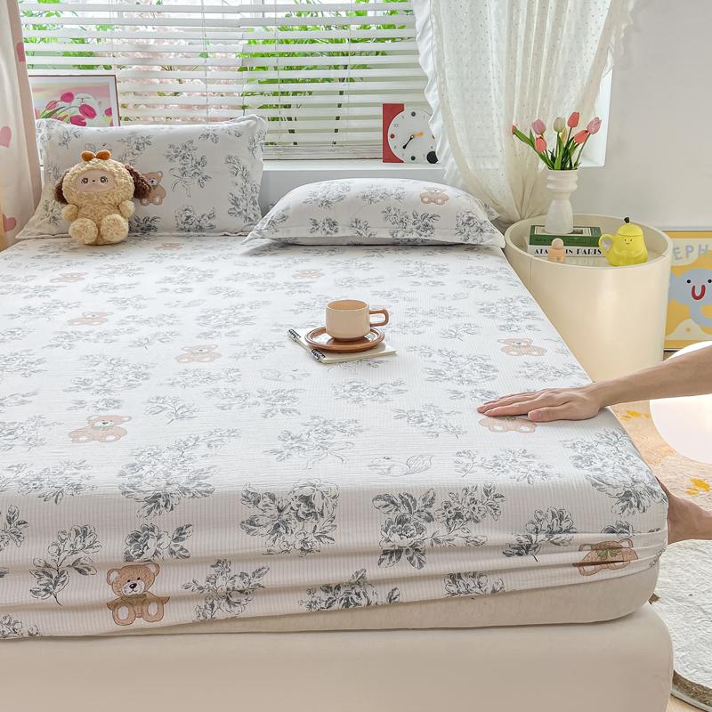 Bettbezug Hautfreundliches Bettlaken Home Elastische Spannbettlaken Bedruckter Matratzenschoner Roupa de Cama (Kein Kissenbezug)