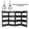 Foldable 4-Panel Jewelry Holder Earrings Display Stand Ear Studs Storage Rack   (Black)