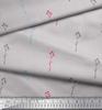 Soimoi Gray Poly Crepe Fabric Scarlet Hummer Leaves Print Fabric by the Metre 42 Inch