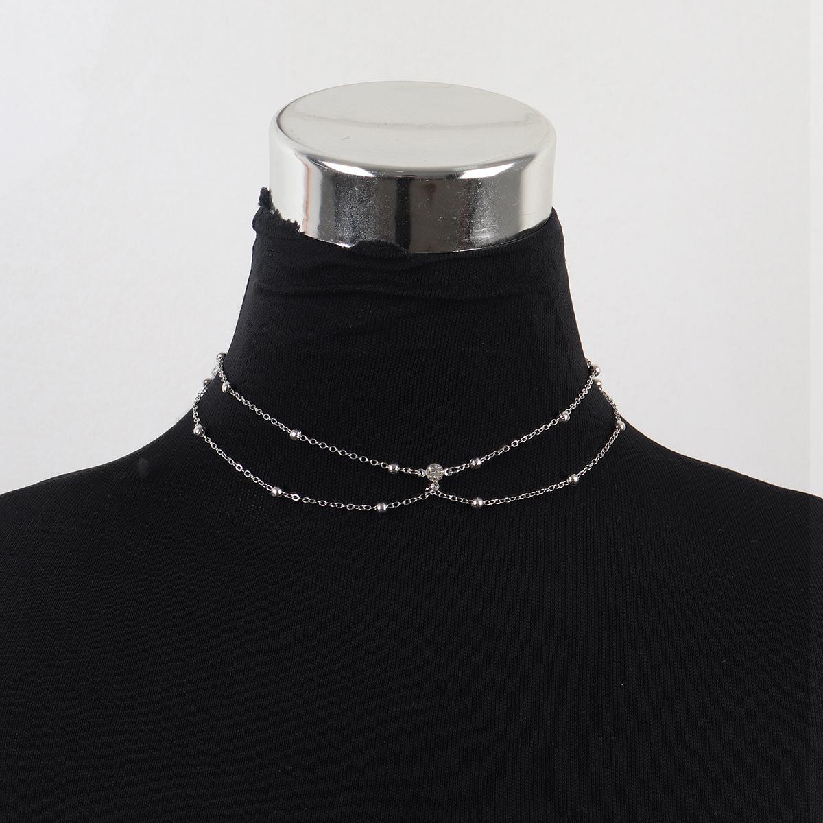 Cross-border Jewelry Body Chain European and American Sexy Exaggerated Beach Casual Flash Diamond Pendant Fringed Alloy Chest Chain Average size