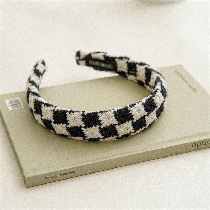 Houndstooth Wide-Brimmed Hair Clip Headband for Women - Versatile High Skull Top, 2024 New