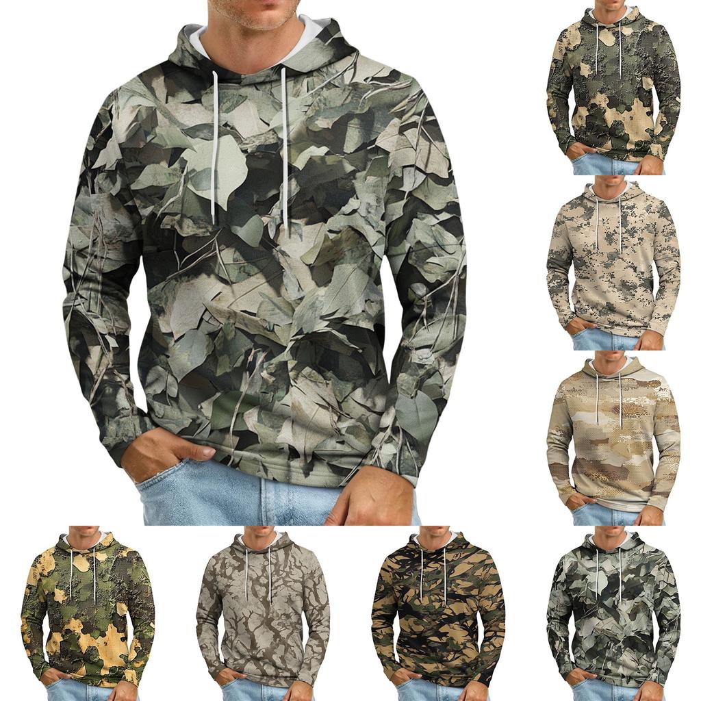 Men's Loose-fitting Casual Camouflage Print Hooded Sweatshirt