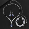 1Set Luxury Exquisite Rhinestone Bride Jewelry Set For Women Girls Fashion Simple Water Drop Earrings Necklace Bracelet Gifts
