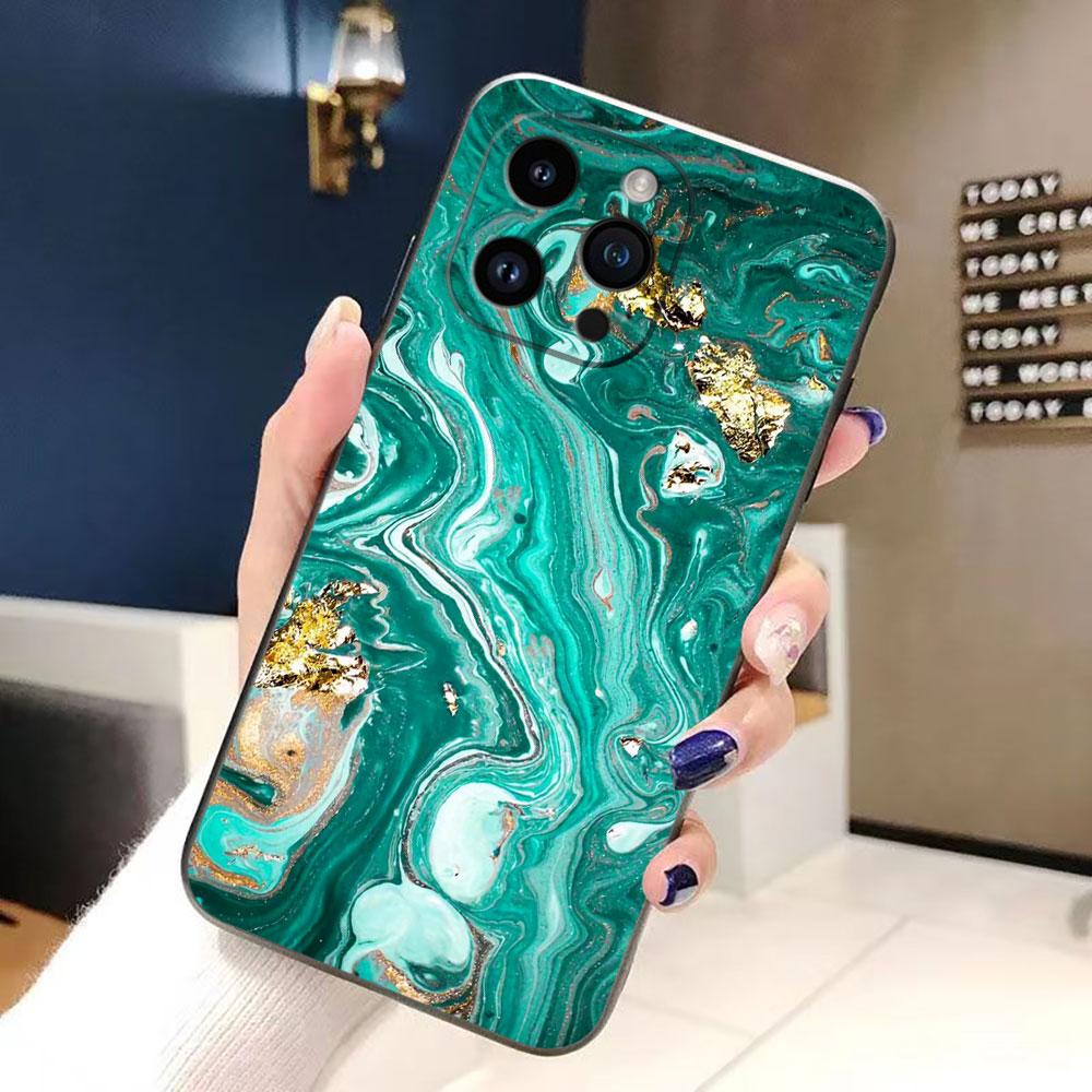Watercolor Painting Marble Cover Phone Case For iphone Apple 17 AIR 16E 16 15 14 13 12 11 Pro XR Max 8 7 Plus TPU Case Shell