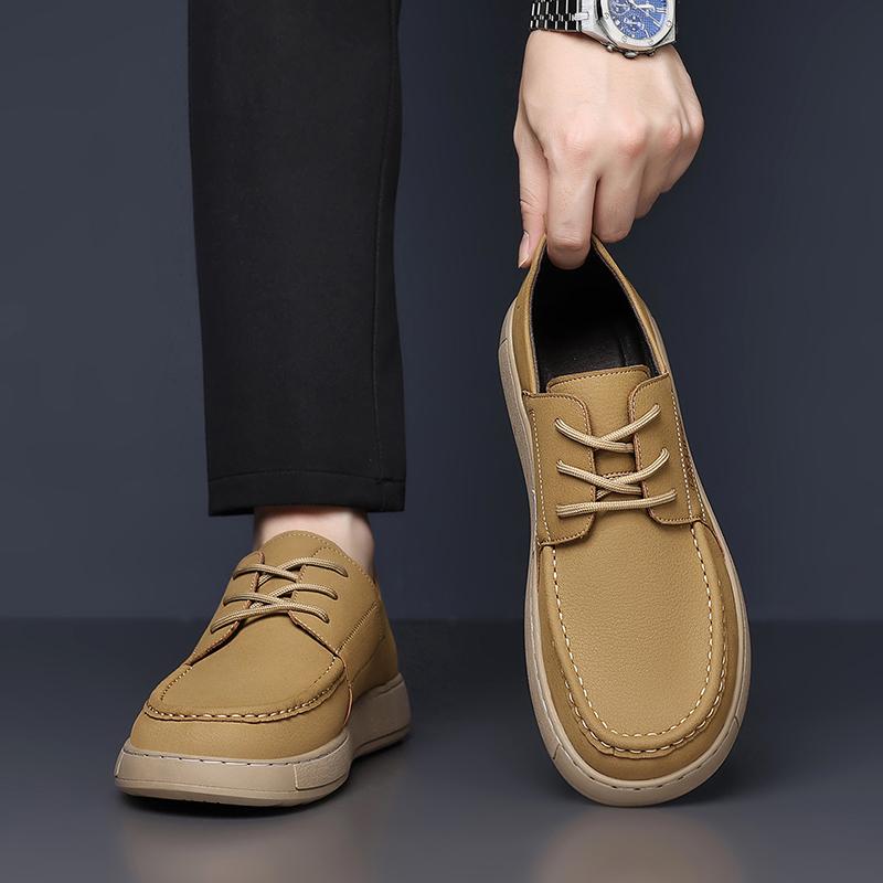 Fashionable and Popular Men's Lace Up Comfortable Retro Single Shoe Brand New Versatile Business Formal Round Toe Leather Shoes