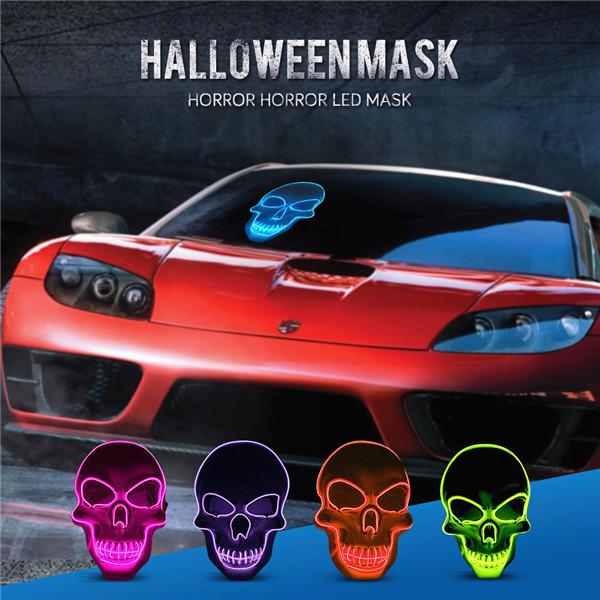 Halloween Skeleton LED Mask Glow Scary ELWire Mask Light Up Cosplay