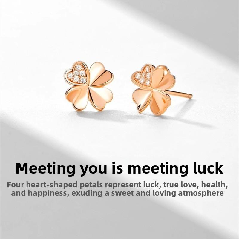 Classic Lucky Clover Ins Wind 925 Sterling Silver Earrings Women's Versatile Premium Sense Small Fragrant Wind Earrings Earrings
