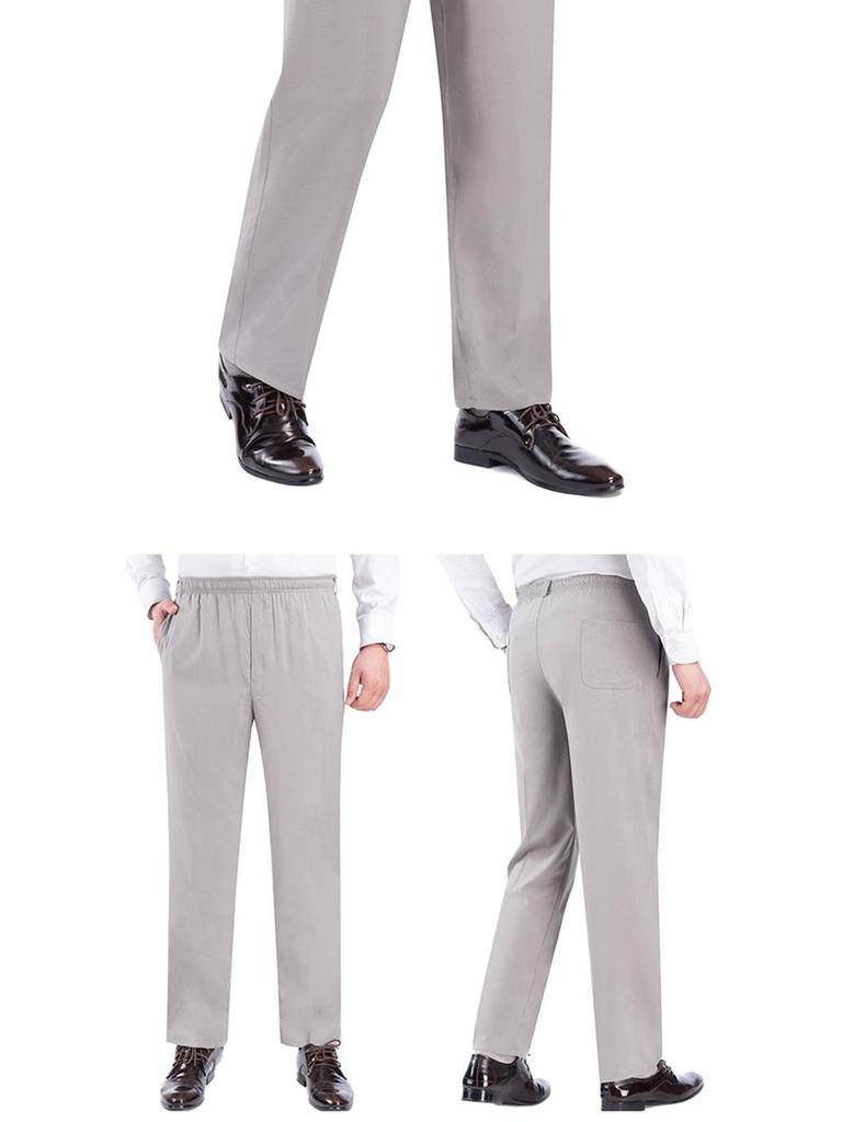 Breathable Elastic Waist Silk-Like Floral Casual Pants for Middle-Aged & Elderly