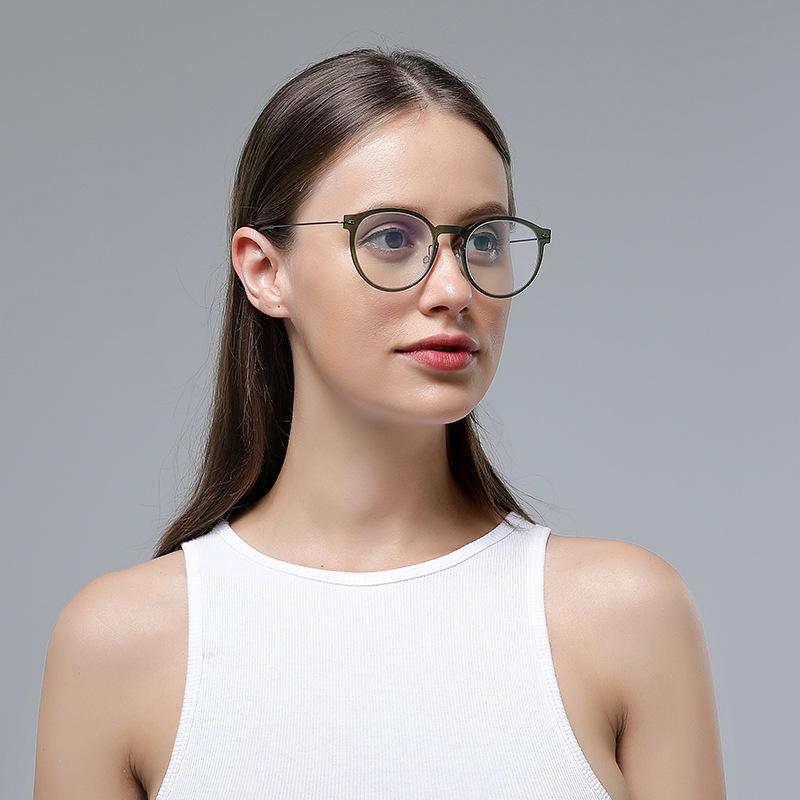 Ultra-Light Pure Titanium Eyeglasses Frame with Transparent Nylon for Myopia – Fashionable and Versatile Design (Model 6603)