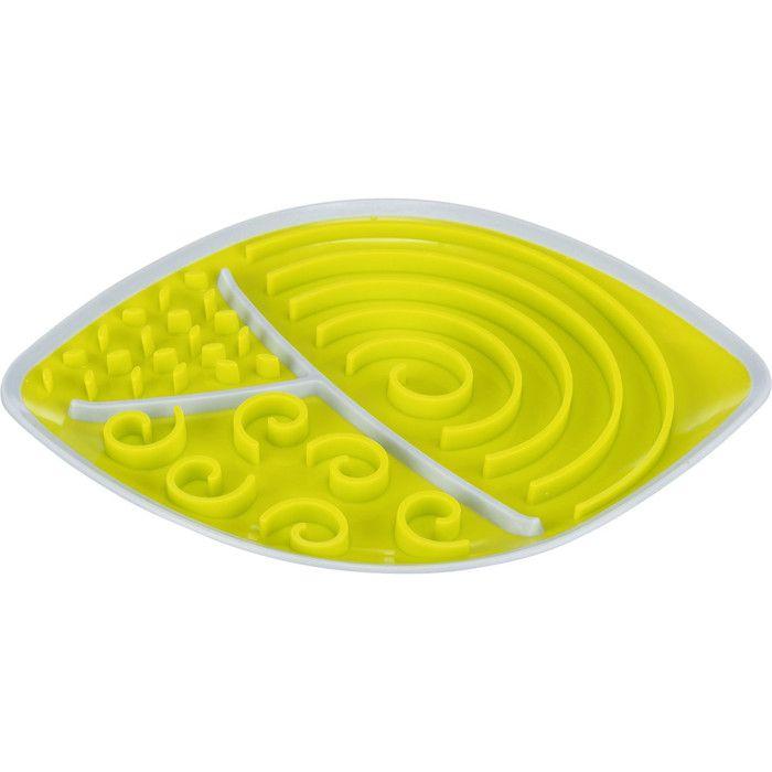 Assiette à lécher - TRIXIE - Ovale 28x21cm - Jaune - Anti-dérapante - Pour chien