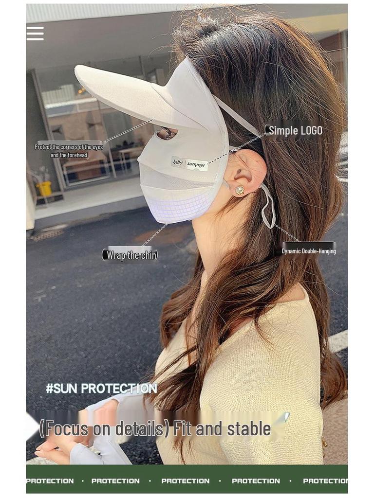 Women's Breathable Summer Sunscreen Face Mask with Brim for Cycling
