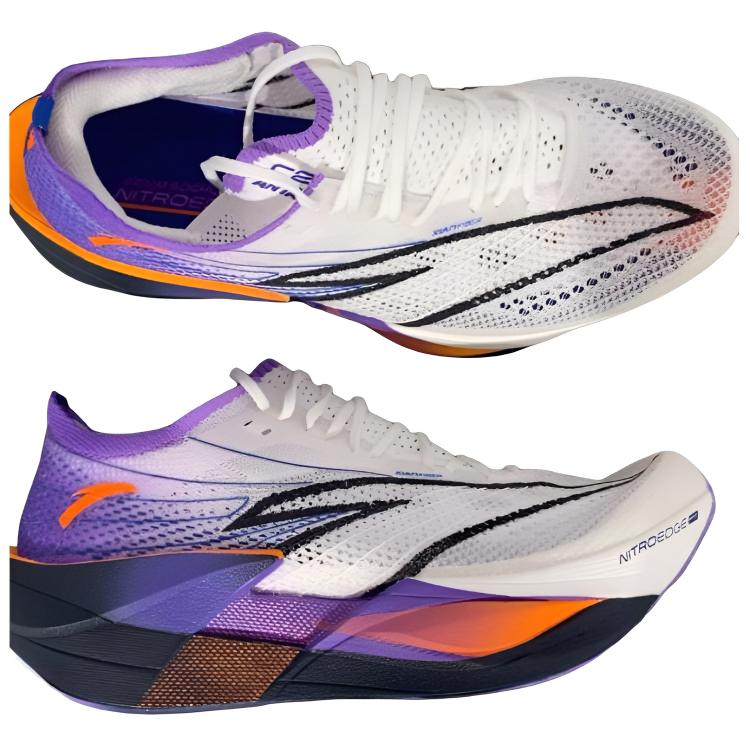 New ANTA C202 6.0 PRO Running Shoes Women's Low Top Papyrus White/Fluorescent Grape Purple/Field Blue 122515576-3