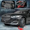 1:24 760LI M3 Toy Car Models Alloy Diecast Miniature Vehicles Sound Light Doors Opened Pull Back Shock Absorption for Kids Gifts