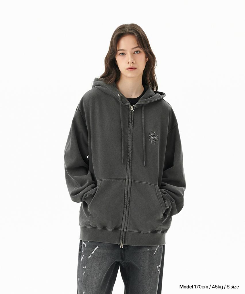 Mahagrid Sun Logo Pigment Zip Up Hoodie Charcoal(Mg2Dfmm430A)