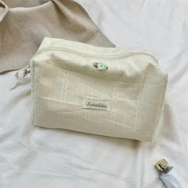 Cute Cosmetic Bag Yellow Pink White Makeup Pouch Portable Travel Toiletry Cosmetic Organizer Storage Bag for Women