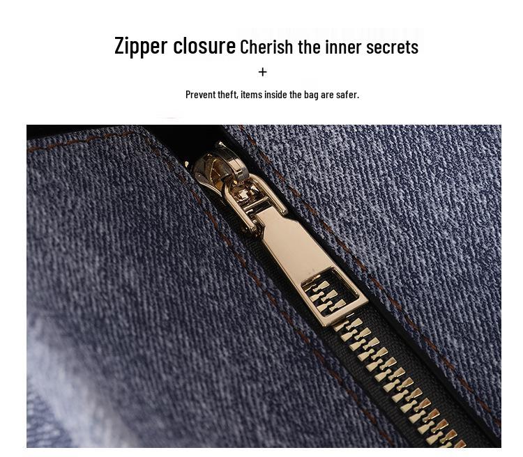 Geantă Tote & Crossbody din Denim Gradient PU cu Capacitate Mare - Modă Trendy pentru Femei