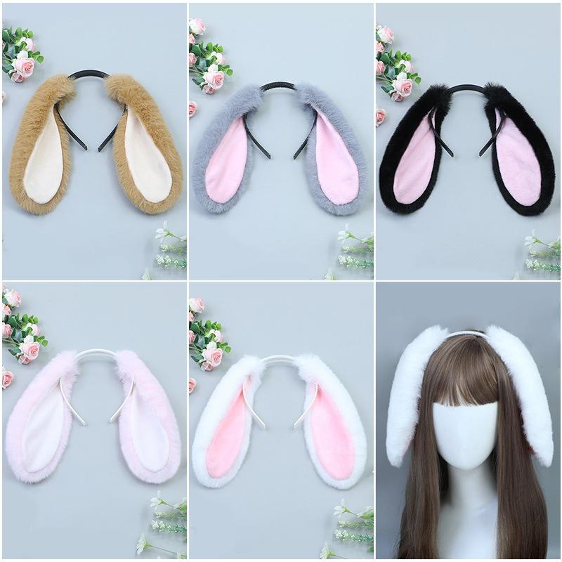 Lowering Ear Rabbit Hair Accessories Cosplay Pug Poodle Ears Tail Handmade Simulation Plush Headband