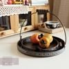 Handle Metal Storage Trays Classical Relief Printing Rotundity Ellipse Plate Delicious Food Dessert Photography Decoration Prop