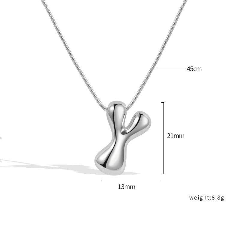 VENTFILLE 925 Sterling Silver 26 Letters Necklace For Women Gift Smooth Cute Balloon Jewelry Accessories Dropshipping Wholesale