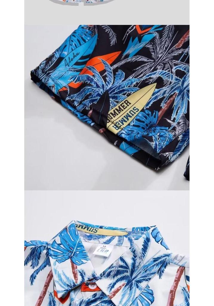 Trendy Summer Short-Sleeved Shirt & Shorts Set - Versatile, Stylish Two-Piece