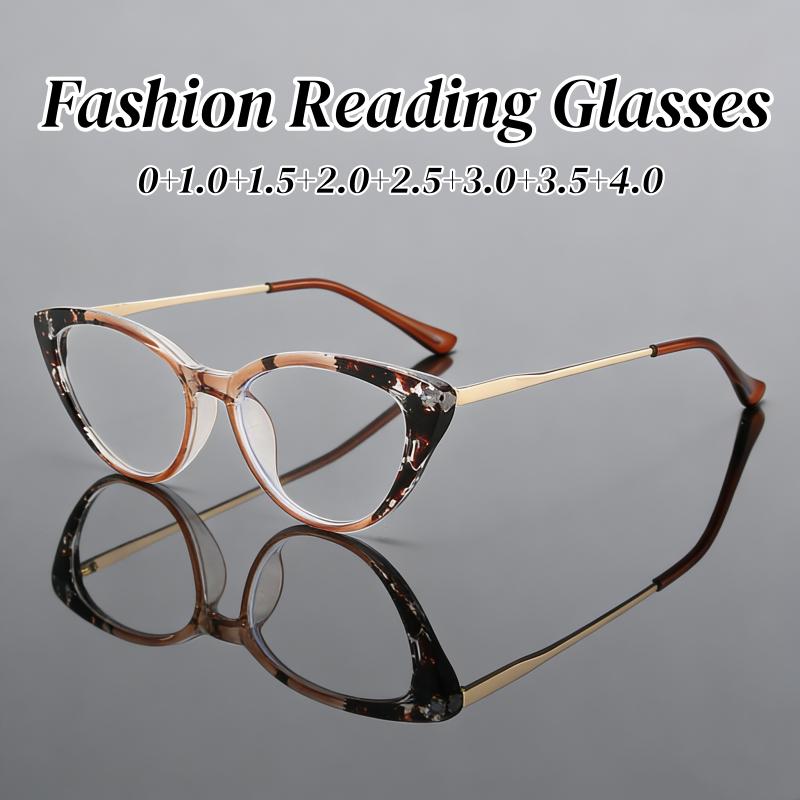 Men Women Vintage Cat Eye Reading Glasses Trendy Farsighted Eyewear with Plus Diopter Blue Light Blocking Eyeglasses Frames
