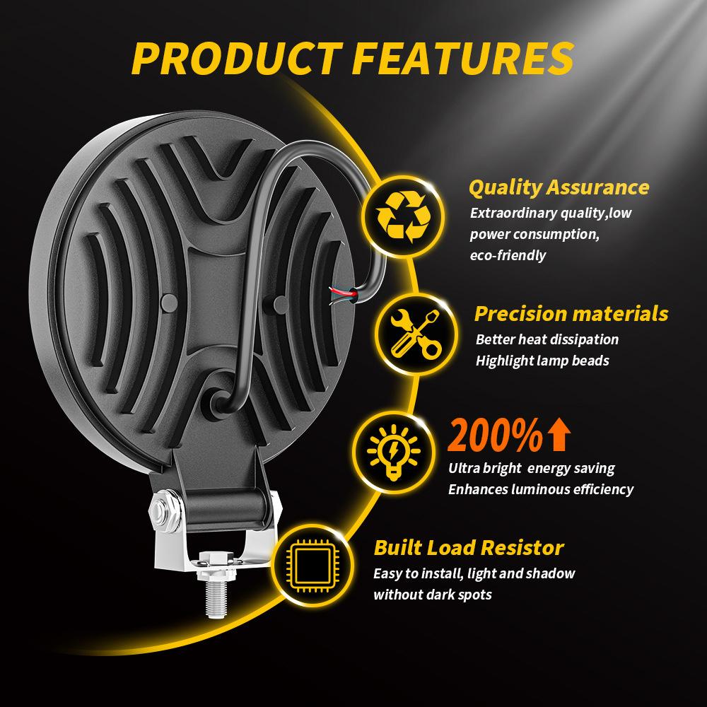 14LED 42W Car SUV Off-Road Round Spotlight Waterproof Vehicle Super Bright Headlight
