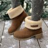 Large size 2024 winter medium boots two wear round head suede thick heel large cotton snow boots women's Martin boots
