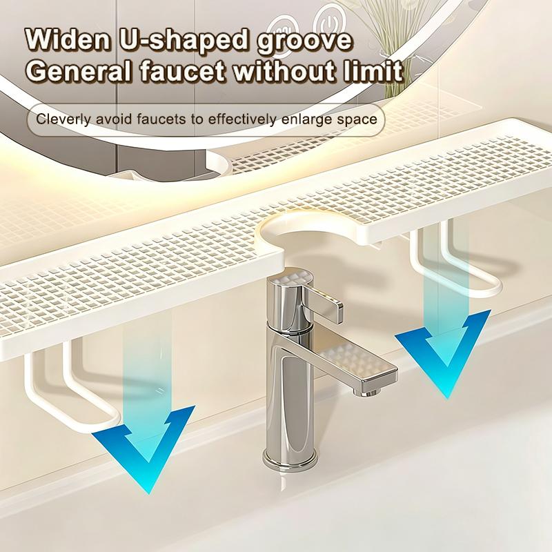 Household Mirror Front Toilet Rack Bathroom Washstand Wall-mounted Faucet Non-punching Sink Storage Multifunctional Fashion