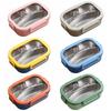 Edelstahl Lunchbox 3 Fächer Lunchbehälter mit auslaufsicheren Deckeln 23,7x17,3x6,6cm Blau,Gelb,Orange,Braun,Rosa,Grün