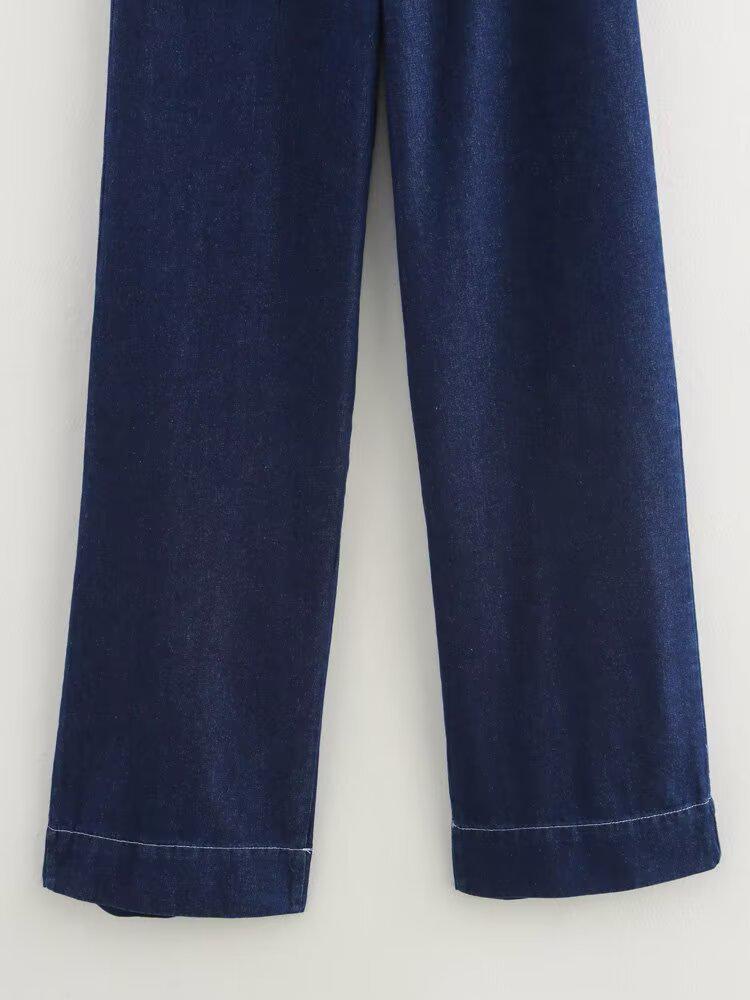 2025 Spring Women's European & American Fashion: Loose Belted Top & High-Waist Long Pants