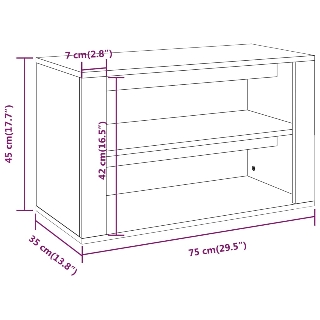 Shoe Rack Sonoma Oak 75 x 35 x 45 cm Particleboard