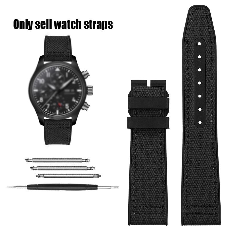Nylon Rubber Watch Strap For IWC Pilot Spade A Mark 18 Portuguese Blue Band FOLDING CLASP Canvas Men's Watch Chain 20MM Bracelet