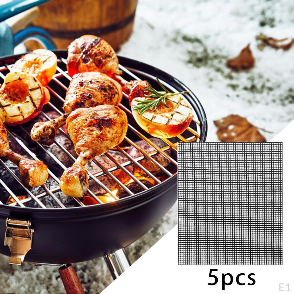 5pcs BBQ Grilling Mesh Mat Replacement PTFE Coated Non-Stick Cooking Fish Sheet Outdoor Activities