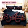 Atlanta Braves Pattern Bedding Quilt Set  Home Decoration  Gift (1 * Duvet Cover + 2 * Pillowcase  Without Core)