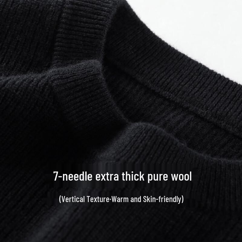 Antonio Men's Heavyweight 100% Merino Wool Striped Mock Neck Sweater