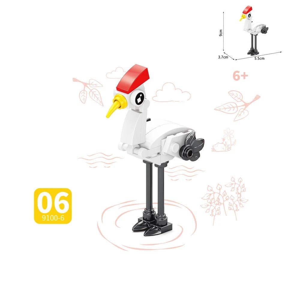MOC Animal Building Block Accessories Set Crow Parrot Peacock Eagle Flamingo Transport Horse Ox Cart Gift Brick Model Toy K001